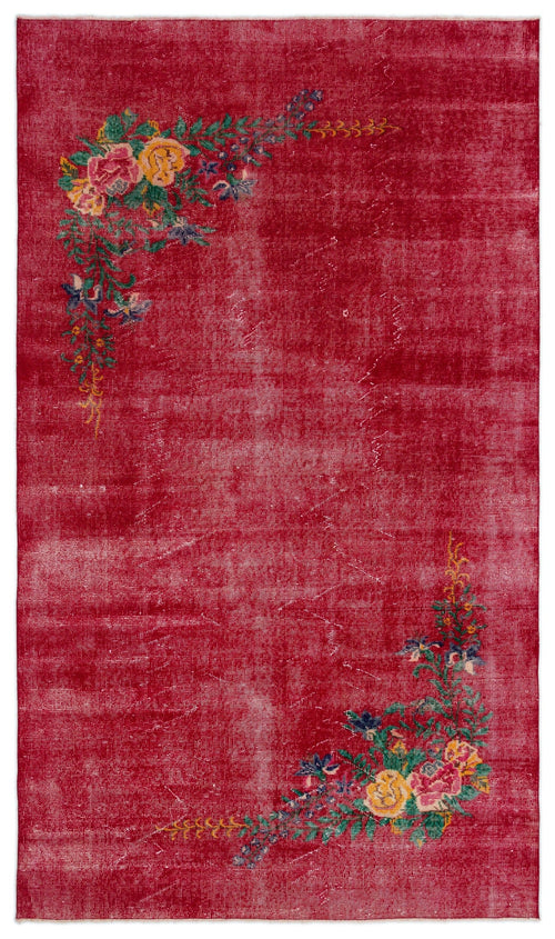 Atina Red Vintage Wool Handmade Area Rug 5'5" x 9'3"