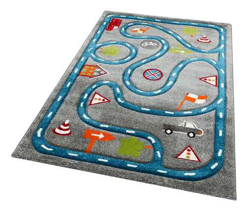 Kids Grey Rug – Soft Kids Carpet With Figured Pattern, Dust Free & Anti Slip