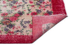 Atina Red Floral Wool Handmade Area Rug 6'11" x 10'5"