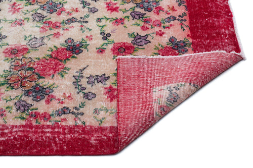 Atina Red Floral Wool Handmade Area Rug 6'11" x 10'5"