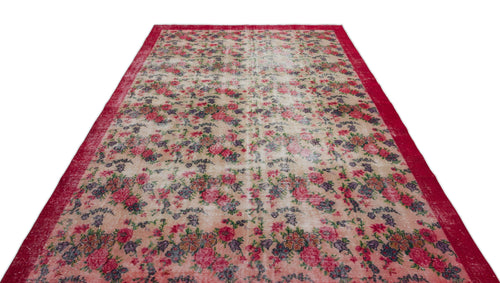 Atina Red Floral Wool Handmade Area Rug 6'11" x 10'5"