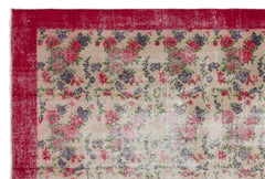 Atina Red Floral Wool Handmade Area Rug 6'11" x 10'5"