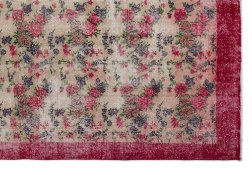 Atina Red Floral Wool Handmade Area Rug 6'11" x 10'5"