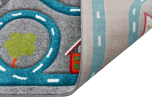 Kids Grey Rug – Soft Kids Carpet With Figured Pattern, Dust Free & Anti Slip