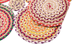 Jute Knit Rug - Geometric Pattern Woven Jute Floor Rug With Soft Texture