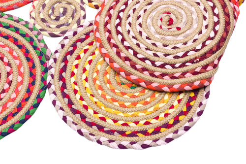 Jute Knit Rug - Geometric Pattern Woven Jute Floor Rug With Soft Texture