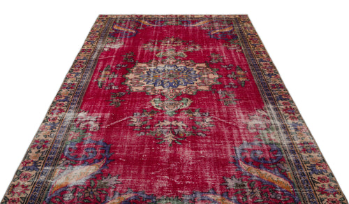 Atina Red Vintage Wool Handmade Area Rug 6'2" x 9'5"