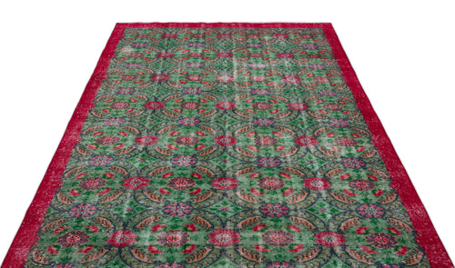 Atina Green Vintage Wool Handmade Area Rug 5'8" x 9'4"