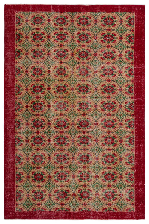 Atina Red Vintage Wool Handmade Area Rug 5'10" x 8'9"