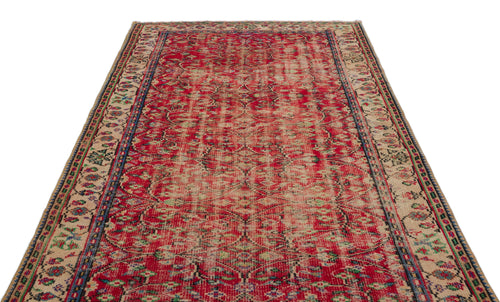 Atina Red Vintage Wool Handmade Area Rug 4'6" x 10'4"