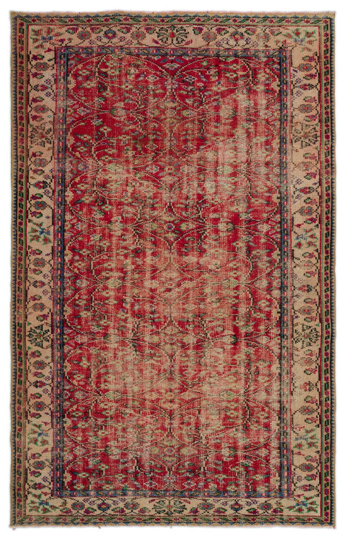 Atina Red Vintage Wool Handmade Area Rug 4'6" x 10'4"