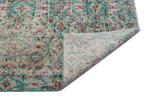 Atina Green Vintage Wool Handmade Area Rug 5'7" x 8'2"