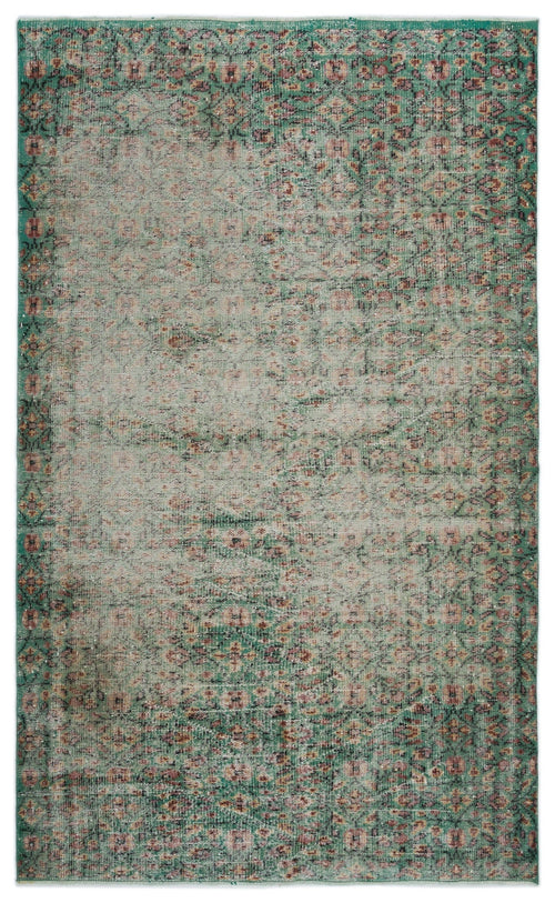 Atina Green Vintage Wool Handmade Area Rug 5'7" x 8'2"