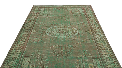 Atina Green Vintage Wool Handmade Area Rug 5'10" x 9'4"