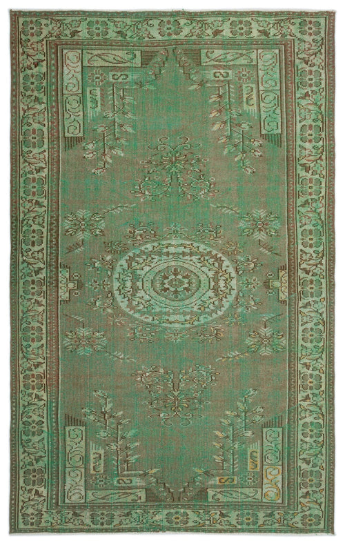 Atina Green Vintage Wool Handmade Area Rug 5'10" x 9'4"