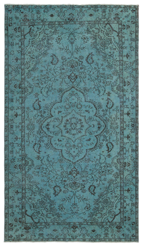 Atina Turquoise Vintage Wool Handmade Area Rug 5'5" x 9'5"