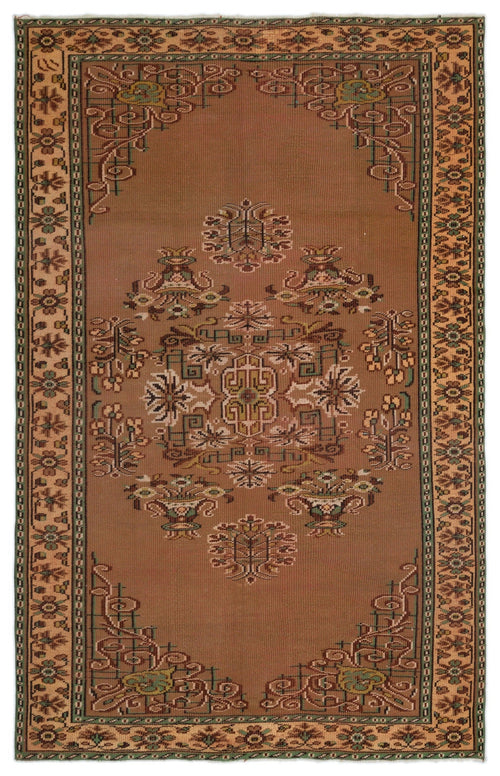 Atina Brown Vintage Wool Handmade Area Rug 6'1" x 8'11"