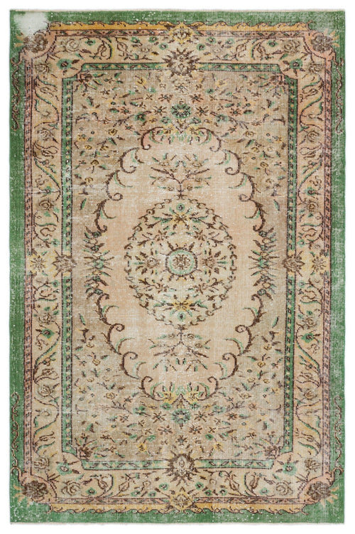 Atina Beige Classic Wool Handmade Area Rug 5'11" x 9'3"