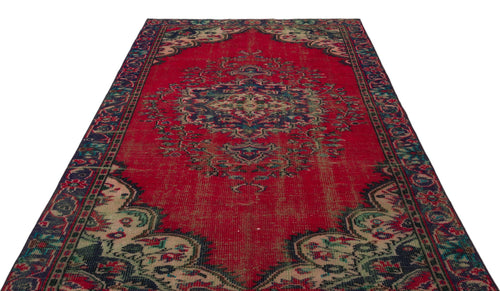 Atina Red Vintage Wool Handmade Area Rug 5'5" x 8'4"