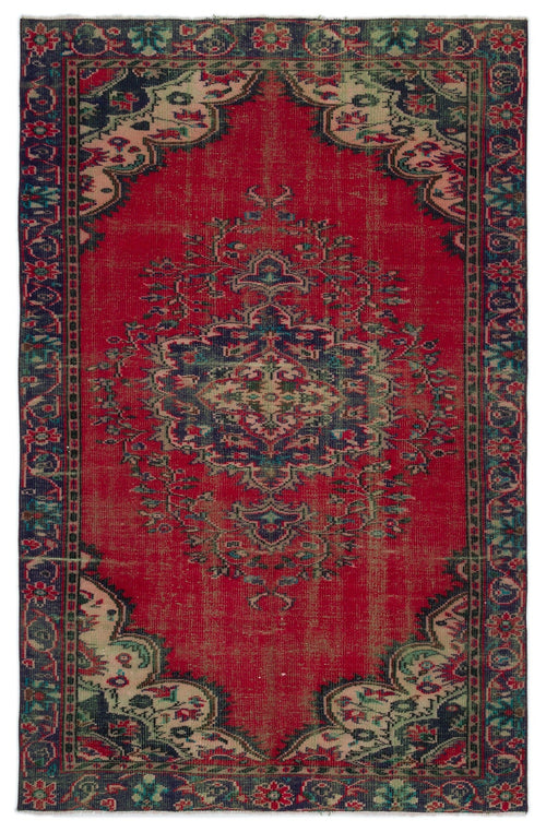 Atina Red Vintage Wool Handmade Area Rug 5'5" x 8'4"