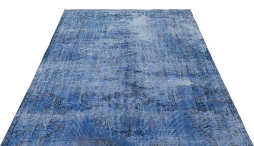 Atina Blue Vintage Wool Handmade Area Rug 4'4" x 10'5"