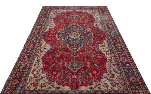 Atina Red Vintage Wool Handmade Area Rug 6'3" x 8'11"