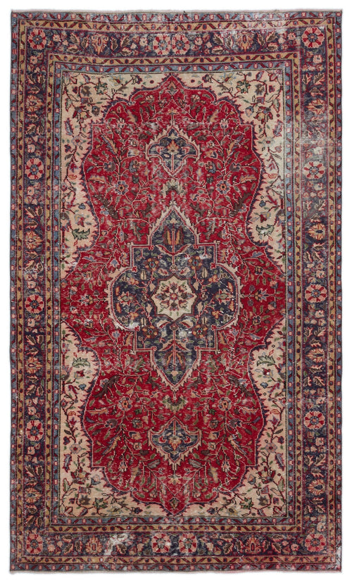 Atina Red Vintage Wool Handmade Area Rug 6'3" x 8'11"
