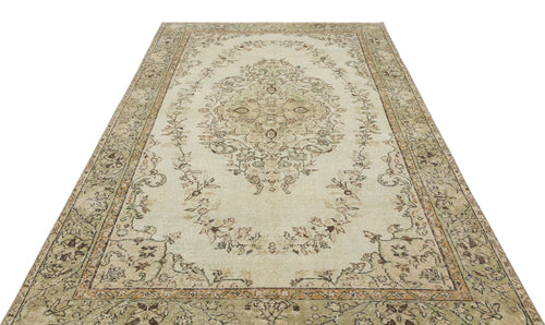 Atina Beige Vintage Wool Handmade Area Rug 6'3" x 9'3"