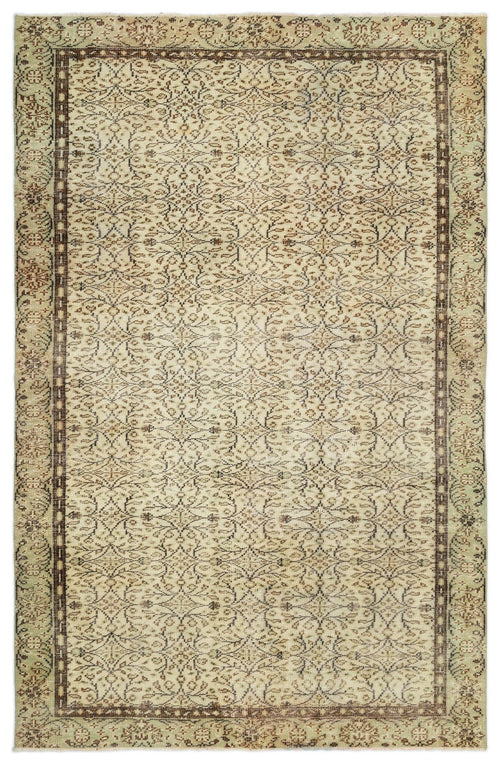 Atina Beige Vintage Wool Handmade Area Rug 5'1" x 11'4"