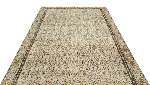 Atina Beige Vintage Wool Handmade Area Rug 5'1" x 11'4"