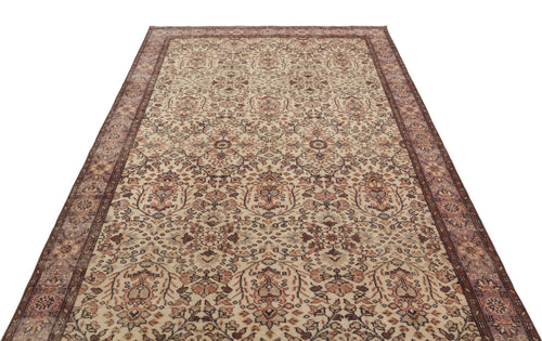 Atina Beige Vintage Wool Handmade Area Rug 5'5" x 9'9"