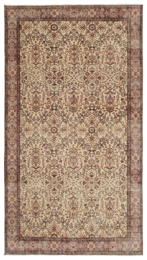 Atina Beige Vintage Wool Handmade Area Rug 5'5" x 9'9"