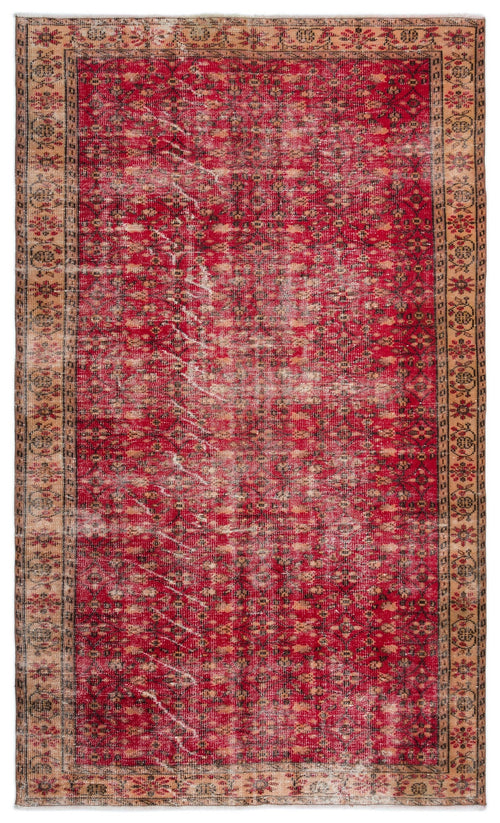 Atina Red Vintage Wool Handmade Area Rug 5'7" x 10'0"