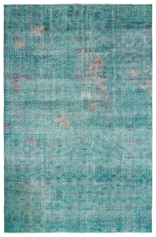 Atina Turquoise Vintage Wool Handmade Area Rug 7'0" x 10'9"