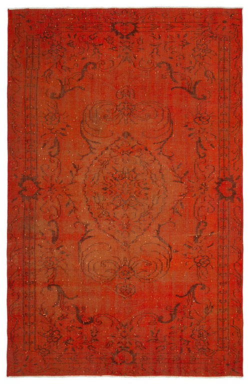 Atina Orange Vintage Wool Handmade Area Rug 5'8" x 8'8"