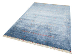 Blue Viscose Rug – Modern Handmade Rug with Authentic Pattern and Soft Texture
