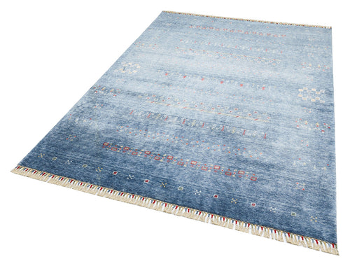 Blue Viscose Rug – Modern Handmade Rug with Authentic Pattern and Soft Texture