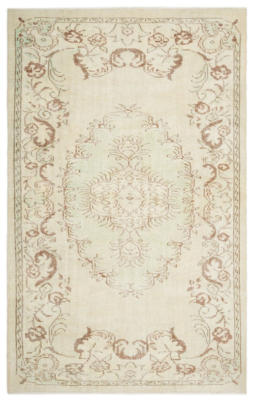 Atina Beige Vintage Wool Handmade Area Rug 5'11" x 9'3"