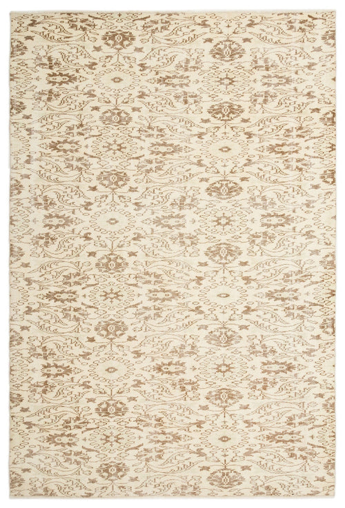 Atina Beige Vintage Wool Handmade Area Rug 5'9" x 8'8"