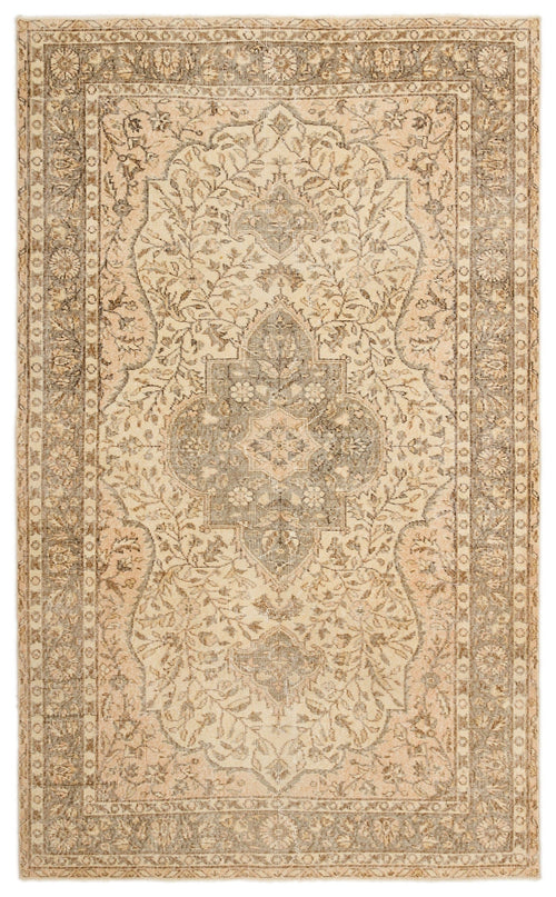 Atina Beige Vintage Wool Handmade Area Rug 5'3" x 8'9"