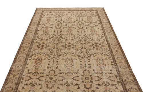 Atina Beige Vintage Wool Handmade Area Rug 5'3" x 8'10"