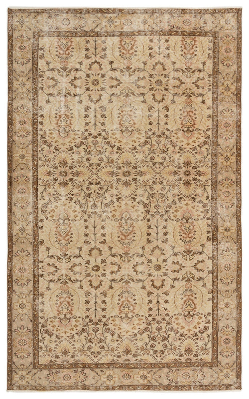Atina Beige Vintage Wool Handmade Area Rug 5'3" x 8'10"