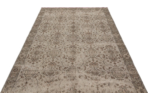 Atina Beige Vintage Wool Handmade Area Rug 5'11" x 9'1"