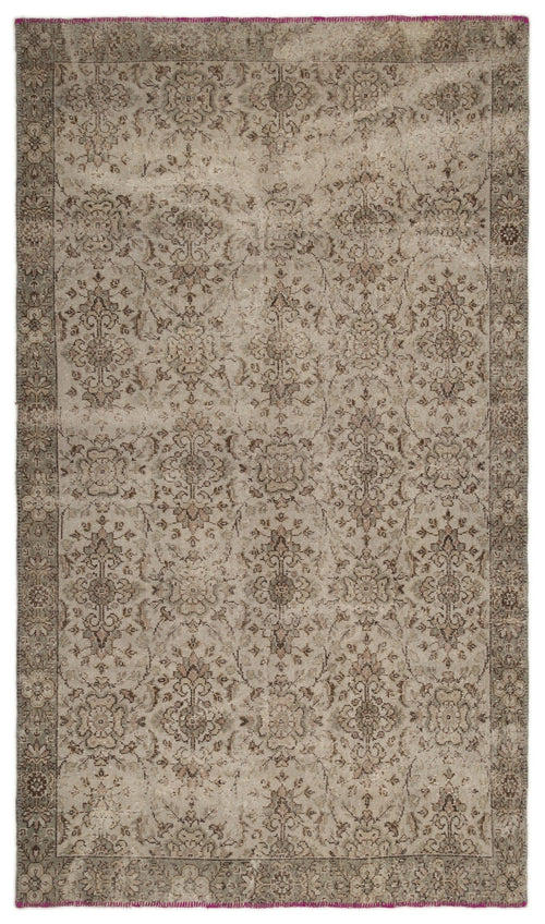 Atina Beige Vintage Wool Handmade Area Rug 5'11" x 9'1"