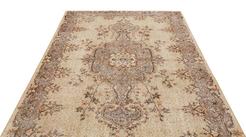 Atina Beige Vintage Wool Handmade Area Rug 6'0" x 9'1"