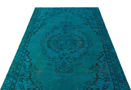 Atina Turquoise Vintage Wool Handmade Area Rug 4'8" x 8'6"