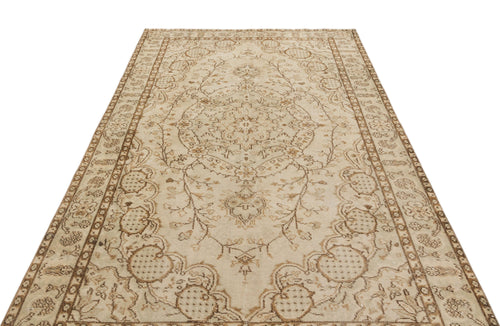 Atina Beige Vintage Wool Handmade Area Rug 5'8" x 8'10"