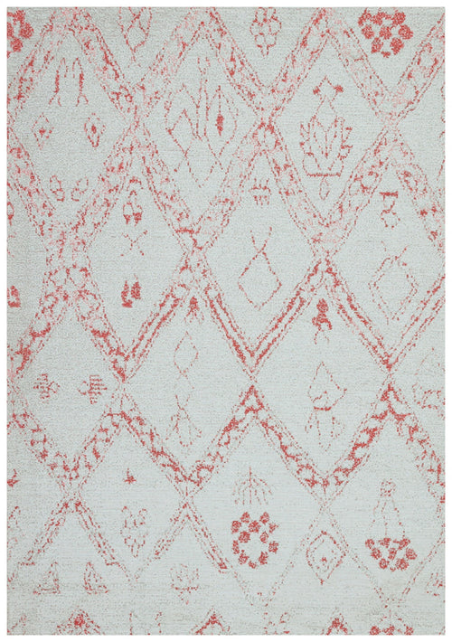 Machine Made Area Rug – Grey Ecru Geometric Cotton Yarn Carpet for Living Room