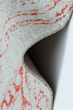 Machine Made Area Rug – Grey Ecru Geometric Cotton Yarn Carpet for Living Room