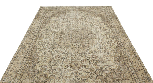 Atina Beige Vintage Wool Handmade Area Rug 5'9" x 9'9"